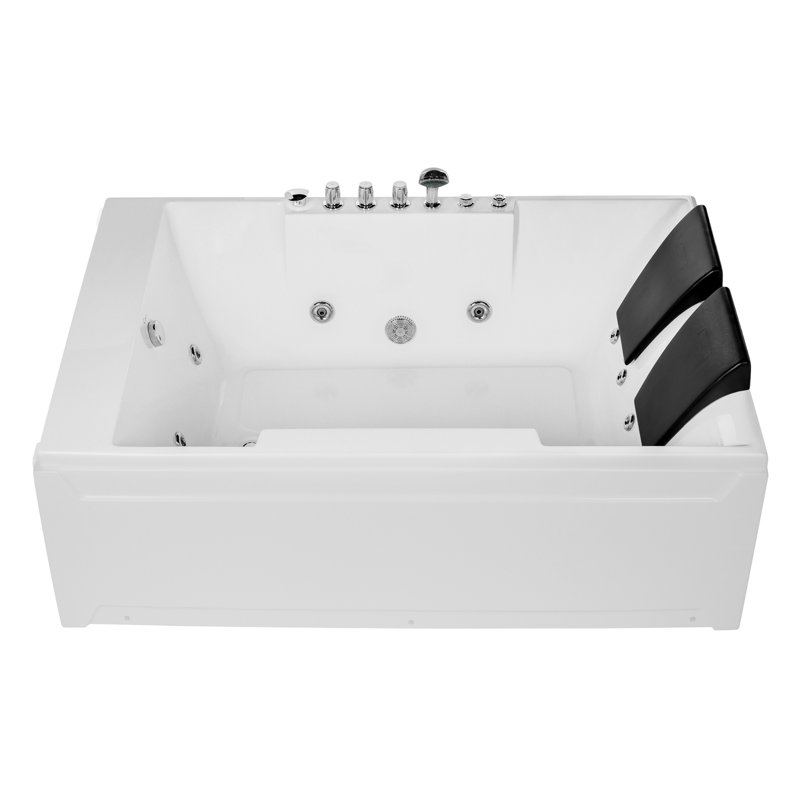 Empava 72" x 48" Alcove Whirlpool Fiberglass Bathtub with Faucet